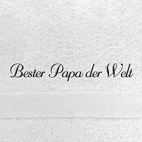 digital print Handtuch mit Namen Bester Papa der Welt Bestickt, 50x100 cm, weiß, extra Flauschige 550 g/qm Baumwolle (100%), Badetuch mit Namen besticken, Duschtuch mit Bestickung von digital print