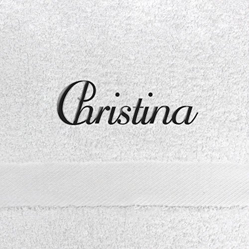 digital print Handtuch mit Namen Christina Bestickt, 50x100 cm, weiß, extra Flauschige 550 g/qm Baumwolle (100%), Badetuch mit Namen besticken, Duschtuch mit Bestickung von digital print