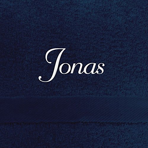 digital print Handtuch mit Namen Jonas Bestickt, 50x100 cm, dunkelblau, extra Flauschige 550 g/qm Baumwolle (100%), Badetuch mit Namen besticken, Duschtuch mit Bestickung von digital print