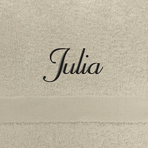 digital print Handtuch mit Namen Julia Bestickt, 50x100 cm, beige, extra Flauschige 550 g/qm Baumwolle (100%), Badetuch mit Namen besticken, Duschtuch mit Bestickung von digital print