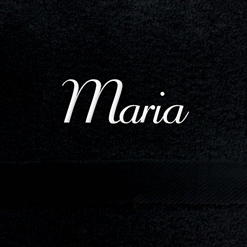 digital print Handtuch mit Namen Maria Bestickt, 50x100 cm, schwarz, extra Flauschige 550 g/qm Baumwolle (100%), Badetuch mit Namen besticken, Duschtuch mit Bestickung von digital print