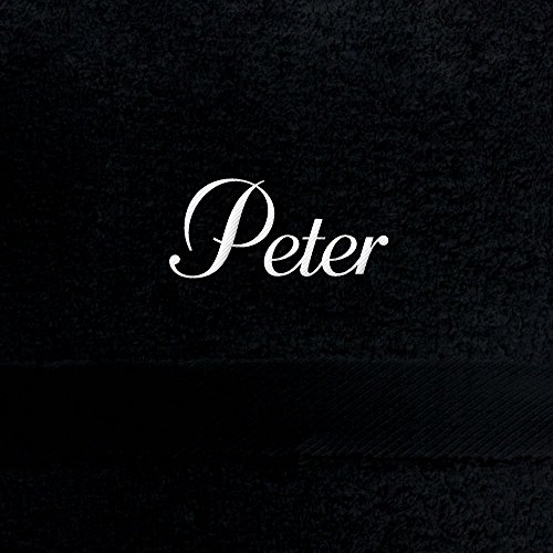 digital print Handtuch mit Namen Peter Bestickt, 50x100 cm, schwarz, extra Flauschige 550 g/qm Baumwolle (100%), Badetuch mit Namen besticken, Duschtuch mit Bestickung von digital print