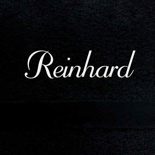 digital print Handtuch mit Namen Reinhard Bestickt, 50x100 cm, schwarz, extra Flauschige 550 g/qm Baumwolle (100%), Badetuch mit Namen besticken, Duschtuch mit Bestickung von digital print
