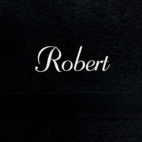 digital print Handtuch mit Namen Robert Bestickt, 50x100 cm, schwarz, extra Flauschige 550 g/qm Baumwolle (100%), Badetuch mit Namen besticken, Duschtuch mit Bestickung von digital print