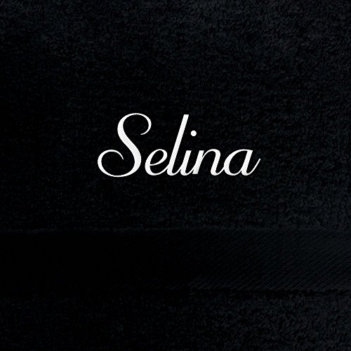 digital print Handtuch mit Namen Selina Bestickt, 50x100 cm, schwarz, extra Flauschige 550 g/qm Baumwolle (100%), Badetuch mit Namen besticken, Duschtuch mit Bestickung von digital print