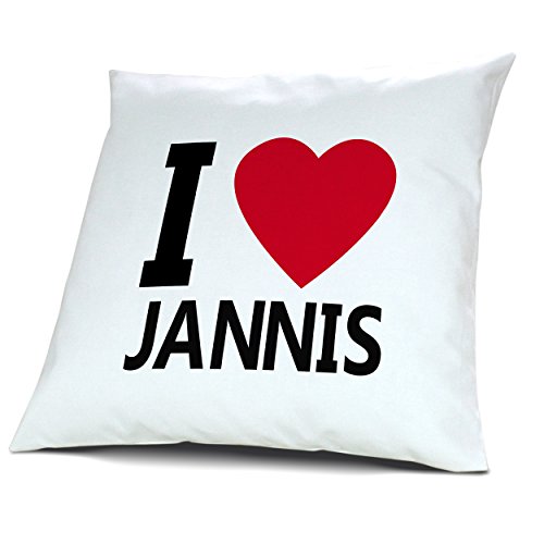 digital print Kopfkissen Jannis, Kissen mit Füllung I Love Jannis, 40 cm, 100% Baumwolle, Kuschelkissen, Liebeskissen, Namenskissen, Geschenkidee digital print Kopfkissen Jannis, Kissen mit Füllung I Love Jannis, 40 cm, 100% Baumwolle, Kuschelkissen, Liebeskissen, Namenskissen, Geschenkidee von digital print