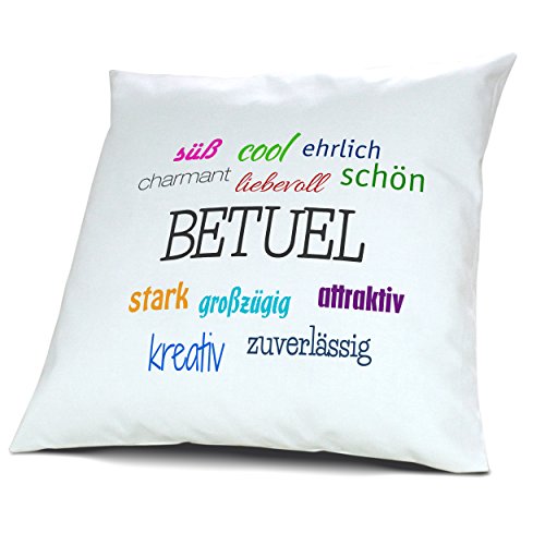 digital print Kopfkissen mit Namen Betuel - Motiv Positive Eigenschaften, 40 cm, 100% Baumwolle, Kuschelkissen, Liebeskissen, Namenskissen, Geschenkidee, Deko digital print Kopfkissen mit Namen Betuel - Motiv Positive Eigenschaften, 40 cm, 100% Baumwolle, Kuschelkissen, Liebeskissen, Namenskissen, Geschenkidee, Deko von digital print