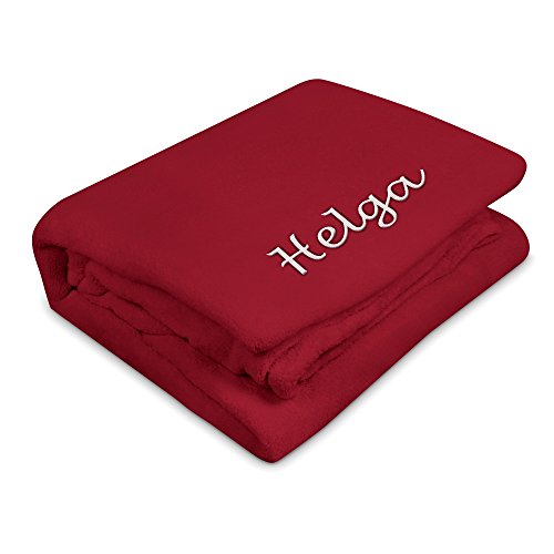 digital print Kuscheldecke mit Namen Helga Bestickt - Farbe Rot - personalisierte Decke, Wolldecke von digital print