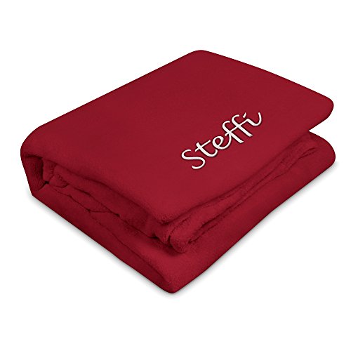 digital print Kuscheldecke mit Namen Steffi Bestickt - Farbe Rot - personalisierte Decke, Wolldecke von digital print