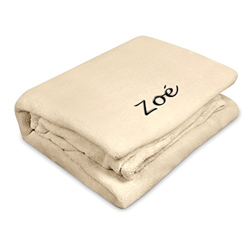 digital print Kuscheldecke mit Namen Zoé Bestickt - Farbe Wollweiß - personalisierte Decke, Wolldecke von digital print