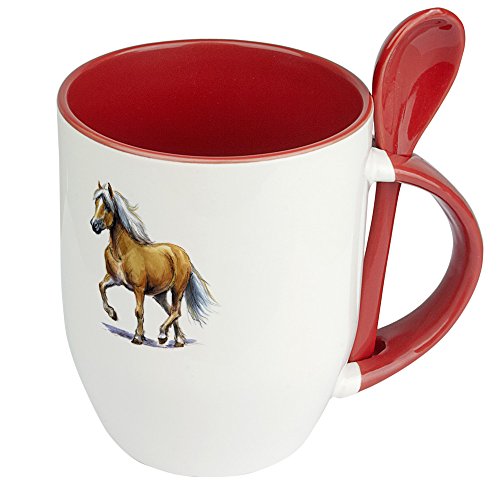 digital print Pferdetasse Haflinger - Löffel-Tasse mit Pferdebild Haflinger - Becher, Kaffeetasse, Kaffeebecher, Mug - Rot von digital print