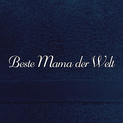 digital print Saunahandtuch mit Namen Beste Mama der Welt Bestickt, 100x180 cm, dunkelblau, extra Flauschige 550 g/qm Baumwolle (100%), Badetuch mit Namen besticken, Saunatuch mit Bestickung von digital print