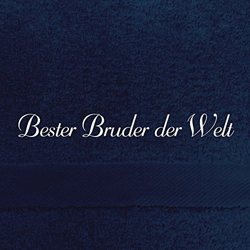 digital print Saunahandtuch mit Namen Bester Bruder der Welt Bestickt, 100x180 cm, dunkelblau, extra Flauschige 550 g/qm Baumwolle (100%), Badetuch mit Namen besticken, Saunatuch mit Bestickung von digital print