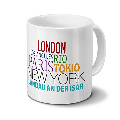 digital print Städtetasse Landau an der Isar - Design Famous Cities of The World - Stadt-Tasse, Kaffeebecher, City-Mug, Becher, Kaffeetasse - Farbe Weiß von digital print
