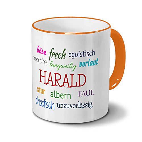 digital print Tasse mit Namen Harald - Negative Eigenschaften von Harald - Namenstasse, Kaffeebecher, Mug, Becher, Kaffeetasse - Farbe Orange digital print Tasse mit Namen Harald - Negative Eigenschaften von Harald - Namenstasse, Kaffeebecher, Mug, Becher, Kaffeetasse - Farbe Orange von digital print