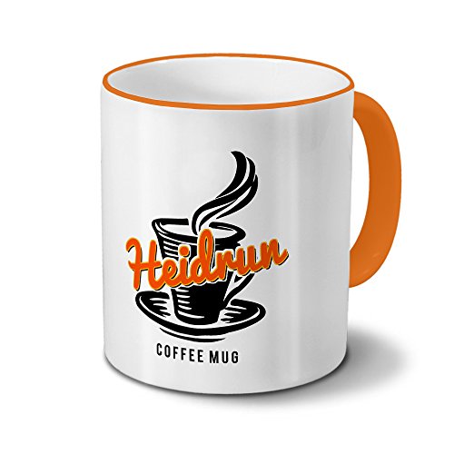 digital print Tasse mit Namen Heidrun - Motiv Coffee Mug - Namenstasse, Kaffeebecher, Mug, Becher, Kaffeetasse - Farbe Orange von digital print