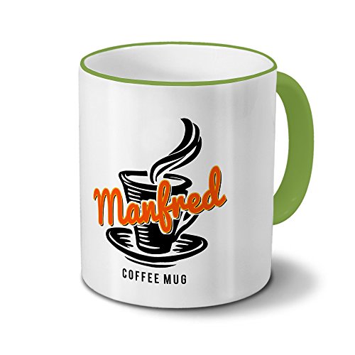 digital print Tasse mit Namen Manfred - Motiv Coffee Mug - Namenstasse, Kaffeebecher, Mug, Becher, Kaffeetasse - Farbe Grün von digital print