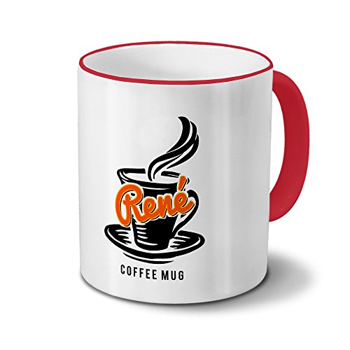 digital print Tasse mit Namen René - Motiv Coffee Mug - Namenstasse, Kaffeebecher, Mug, Becher, Kaffeetasse - Farbe Rot von digital print