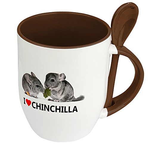 digital print Tiertasse Chinchilla - Löffel-Tasse mit Tierbild Chinchilla - Becher, Kaffeetasse, Kaffeebecher, Mug - Braun von digital print