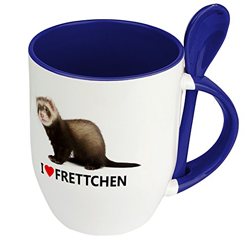 digital print Tiertasse Frettchen - Löffel-Tasse mit Tierbild Frettchen - Becher, Kaffeetasse, Kaffeebecher, Mug - Blau von digital print