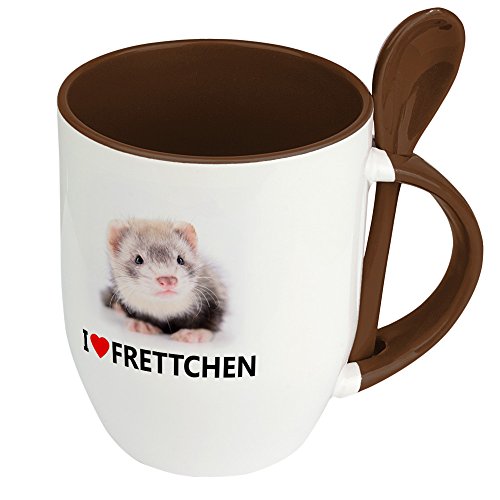 digital print Tiertasse Frettchen - Löffel-Tasse mit Tierbild Frettchen - Becher, Kaffeetasse, Kaffeebecher, Mug - Braun von digital print