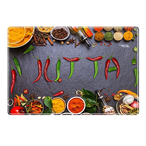 digital print Tischset mit Namen ''Jutta'' Motiv Chili - Tischunterlage, Platzset, Platzdeckchen, Platzunterlage, Namenstischset von digital print