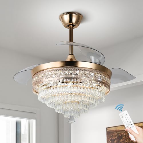 diisunbihuo 42“ Gold Dimmbar LED Kronleuchter mit Licht Moderner LED Kristall Deckenventilator mit Licht Unsichtbare Kronleuchter 3 in 1 Farbe mit Memory Funktion diisunbihuo 42“ Gold Dimmbar LED Kronleuchter mit Licht Moderner LED Kristall Deckenventilator mit Licht Unsichtbare Kronleuchter 3 in 1 Farbe mit Memory Funktion von diisunbihuo