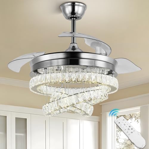 diisunbihuo 42“ Moderne dimmbare Kronleuchter Kristall Deckenventilator mit Lichtern LED Unsichtbarer Kronleuchter Ventilator Kristall Ventilator 3 LED Farbwechsel mit Memory Funktion diisunbihuo 42“ Moderne dimmbare Kronleuchter Kristall Deckenventilator mit Lichtern LED Unsichtbarer Kronleuchter Ventilator Kristall Ventilator 3 LED Farbwechsel mit Memory Funktion von diisunbihuo
