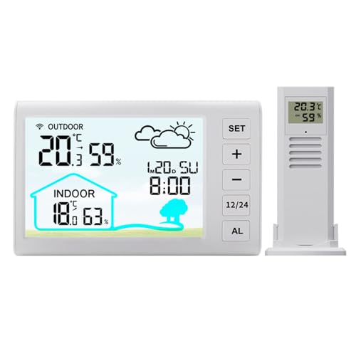 dijiusidy Drahtlose Wetterstation mit Innen und Außenthermometer ABS Außenthermometer Drahtloses Innen und Außenthermometer von dijiusidy
