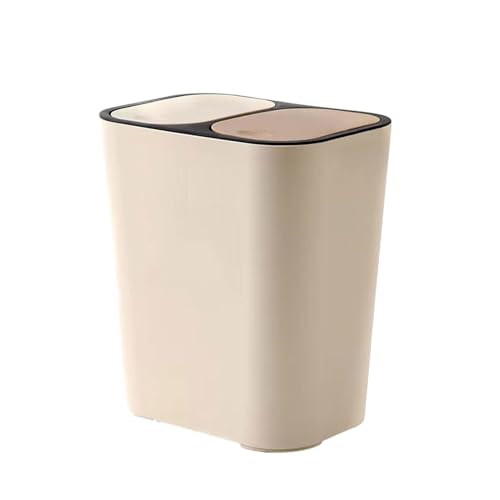 dijiusidy Innovativer Sortier Mülleimer mit Zwei Fächern für das Haushaltsrecycling, leichte Kunststoff Abfallbehälter, vielseitig einsetzbar, Aprikose, 29X21X33CM von dijiusidy