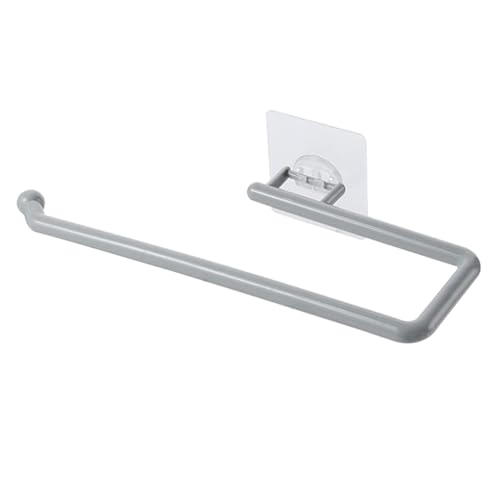 dijiusidy Küchenpapierrollenhalter aus Kunststoff, Wandhalterung, selbstklebend, Handtuchorganisation, Waschraum, 180 Grad Regal, Grau von dijiusidy