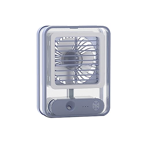 dijiusidy Mist Fan Sommer Einstellbarer wiederaufladbarer tragbarer Misting Cooler mit Nachtlicht Heimtischkühlgerät nachfüllbar, Blau von dijiusidy