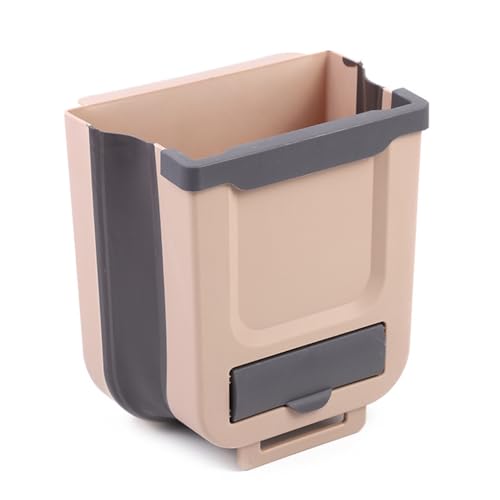 dijiusidy Mülltonne mit Aufhängefunktion – einfache Entsorgung ohne Bücken, Küchenreinigung, ABS Müllaufbewahrung, zusammenklappbar, khaki, Klein 23 * 20 * 5 cm von dijiusidy
