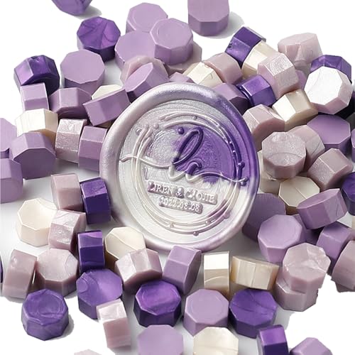 dijiusidy Retro achteckige Wachsperle violett und Wachssiegel Retro dekorative Hochzeitseinladungen, Briefumschläge, Geschenkverpackungen (500g), Veilchen Serie von dijiusidy