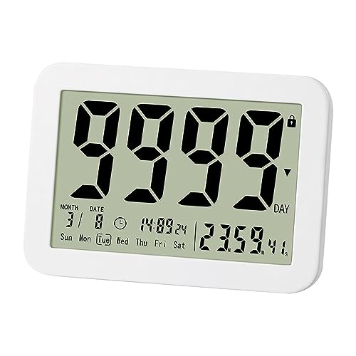 dijiusidy Weiße 9999 Tage Timer Uhr mit LCD Bildschirm und benutzerfreundlicher Tastensperre von dijiusidy
