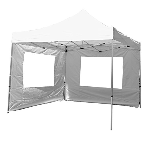 Profi Faltpavillon 3x3 m mit 2 Seitenteilen - hochwertige Ausführung - wasserdichtes Dach mit PVC-Coating - 270 g/m² incl. Tragetasche und Zubehör – Farbe: weiß von dilego