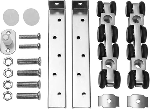 Laufwagen Set für 20mm / 25mm Laufprofil in 7 Ausführungen Rollwagen Schiebetürbeschlag Türaufhängung Torhalter Türhalter (8 Rollen/123mm) von dilou