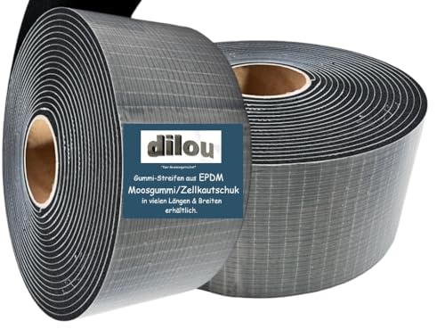 Moosgummi 50mm breit 5mm dick 1-10m lang einseitig selbstklebend Zellkautschuk EPDM (10.000x50x5mm) von dilou