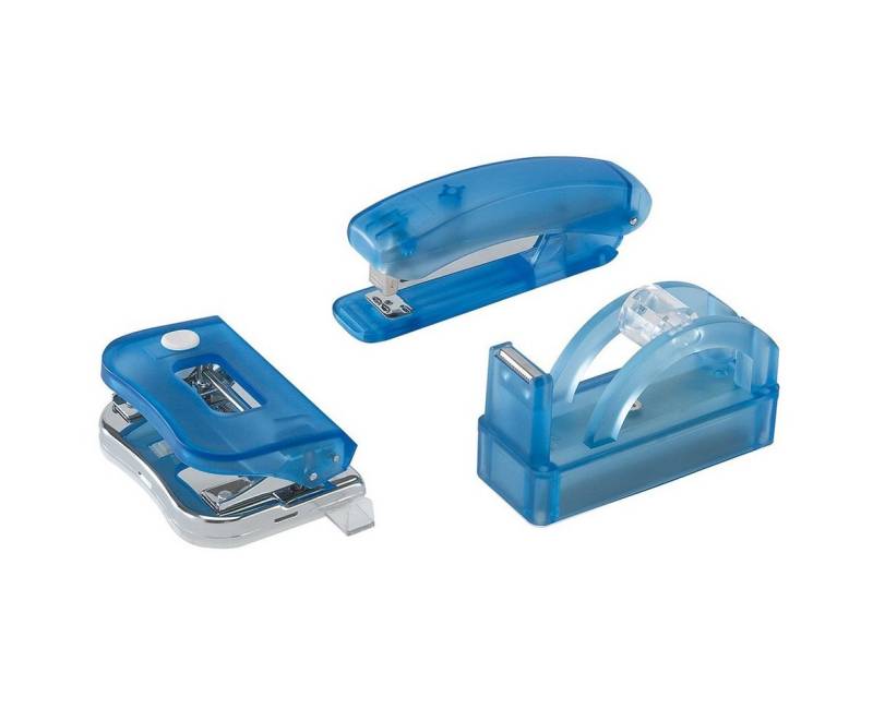 dimapax Motivstanzer Acryl Büro-Set: Locher, Tacker & Tischabroller, Gefrostet Blau von dimapax