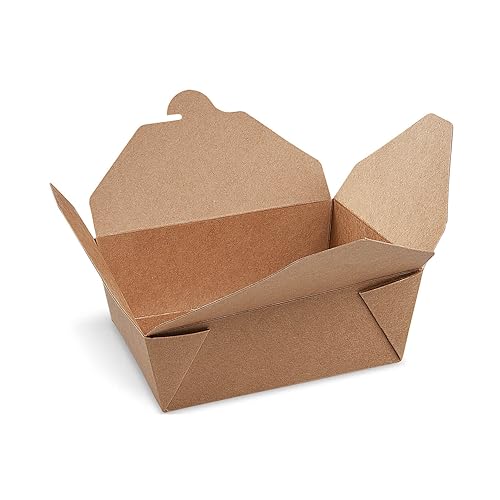 dinese - 25x Premium Einweg Foodbox 1300ml - To Go Verpackung/Box aus Kraftpapier - Reisbox & Nudelbox als Lunchbox mit Faltverschluss - Snackbox Take-Away für Salate, Bowls, Reis- & Nudelgerichte von dinese