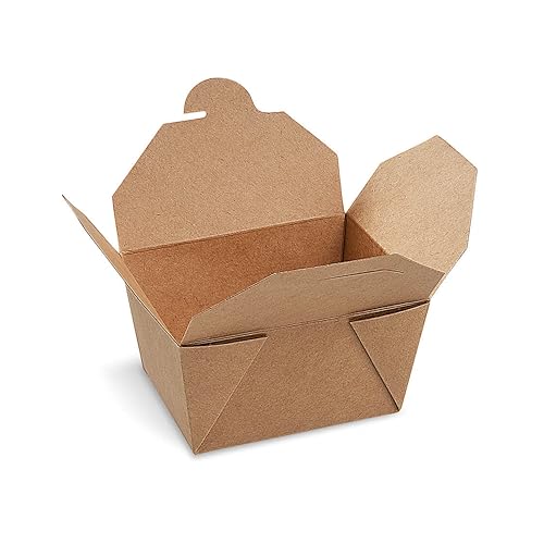 dinese - 25x Premium Einweg Foodbox 650ml - To Go Verpackung/Box aus Kraftpapier - Reisbox & Nudelbox als Lunchbox mit Faltverschluss - Snackbox Take-Away für Salate, Bowls, Reis- & Nudelgerichte von dinese