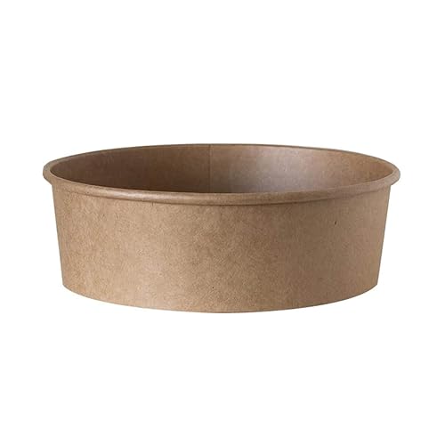 dinese - 25x Premium Einweg Schalen mit Deckel 1100 ml - To Go Schale für Salate & Bowls aus Natur-Kraftpapier (kompostierbar, recycelbar) Pappschalen ideal als Salatschale, Suppenschale & Bowl-Schale von dinese