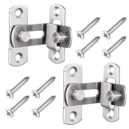 (2 Stück) Stainless Steel Door Lock Door Bolt 90 Degree Latch with Screws Lock Bolt Sliding Door Lock for Gate Bathroom Toilet Garden Window Door von dingchi
