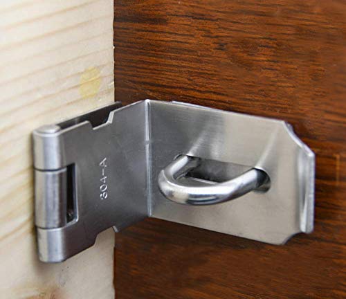 WANLIAN Zware hangslot Hasp Duty, deur Hasp Latch 90 graden, roestvrij staal Safety Angle Locking Latch voor schuiven/schuiven/barn door, plus dikte satijn nikkel von WANLIAN