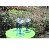 3 Weingläser Blauer Fuß Vintage von dingedong