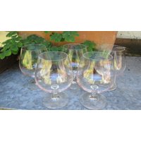 5 Cognac Gläser Schlicht Mit Rotem Cl-strich - Vintage von dingedong