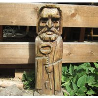 Antiker Nachtwächter Flaschenversteck Holz Geschnitzt Aufklappbar Sammler Holzfigur Flaschenkasten Schlüsselkasten von dingedong