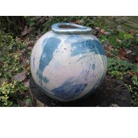 Große Handgetöpferte Graublaue Kugel Vase von dingedong