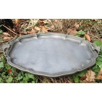 Große Zinn Platte Tablett Fischplatte Servierplatte Zinnplatte Reinzinn von dingedong