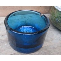 Hoher Glas Aschenbecher Blau Glasaschenbecher Vintage von dingedong